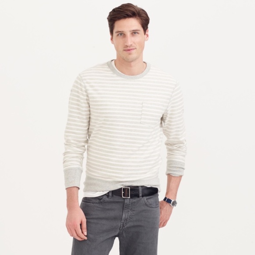J.Crew Reverse Terry Sweatshirt in Stripe‎